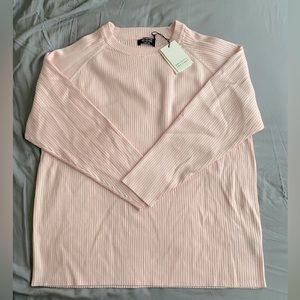 BRUNETTE THE LABEL PINK LONG SLEEVE RIBBED CREW SHIRT SIZE L/XL NWT